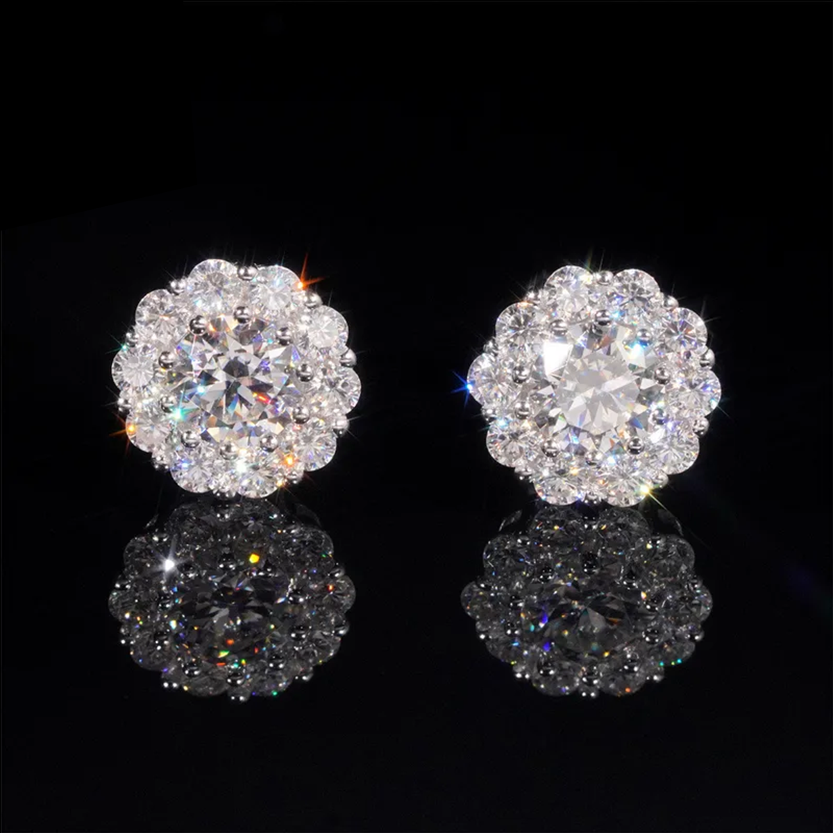 Moissanite Cluster Ear Stud - 925 Sterling Silver