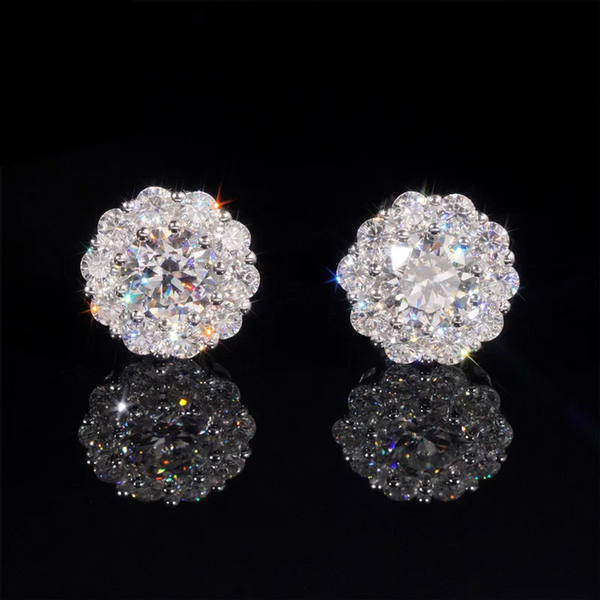 Moissanite Cluster Ear Stud - 925 Sterling Silver