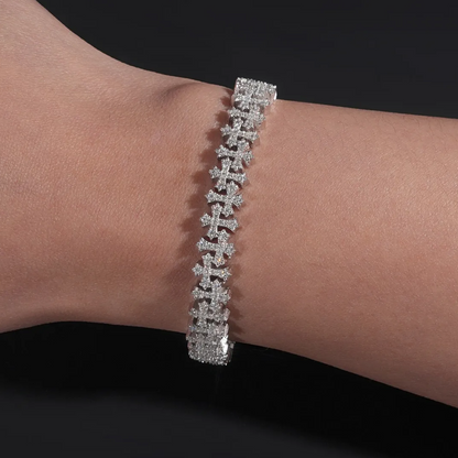 Moissanite Cross Bracelet - 925 Sterling Silver