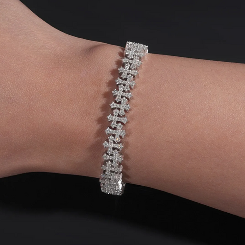 Moissanite Cross Bracelet - 925 Sterling Silver