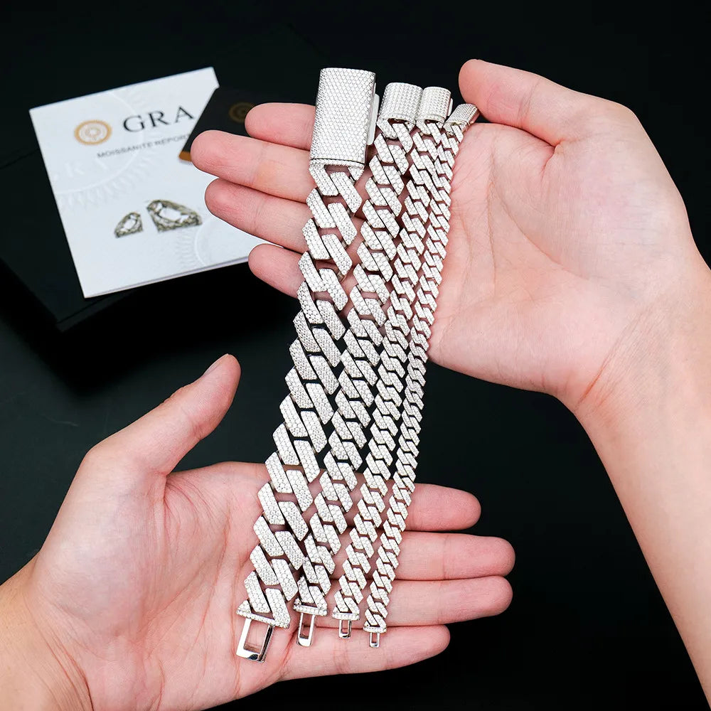 Thick Cuban Link Moissanite Bracelet - 925 Sterling Silver