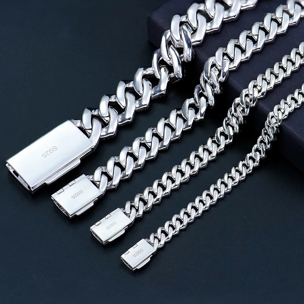 Thick Cuban Link Moissanite Bracelet - 925 Sterling Silver