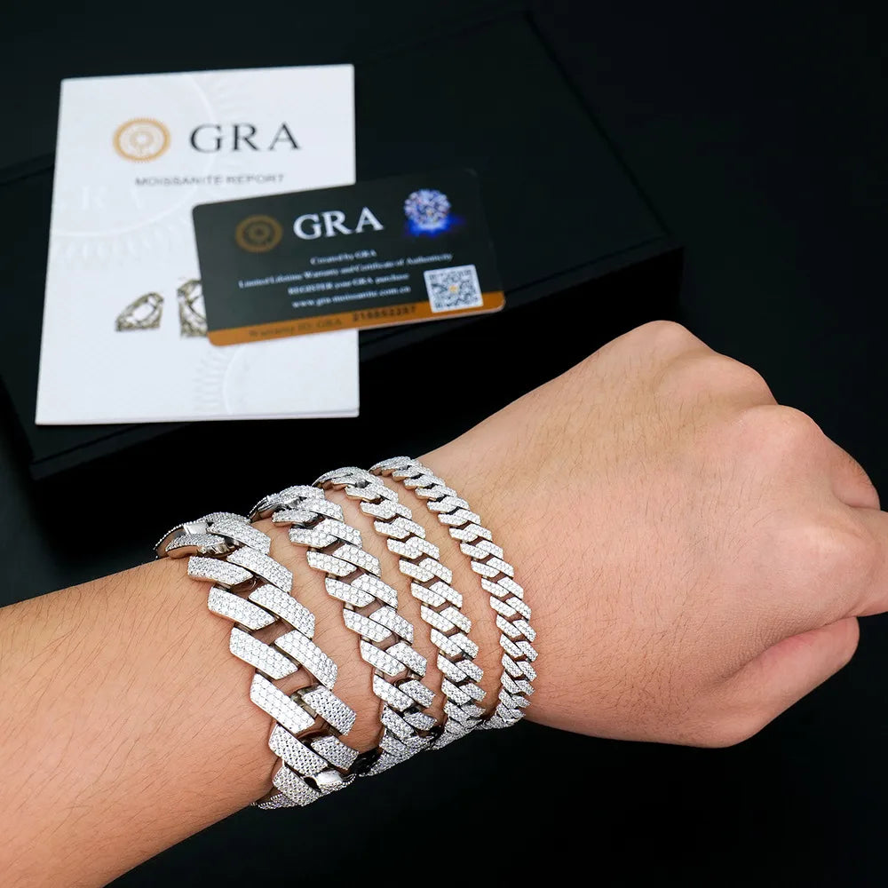 Thick Cuban Link Moissanite Bracelet - 925 Sterling Silver
