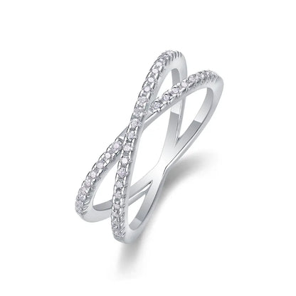 Crossover Moissanite Ring - 925 Sterling Silver