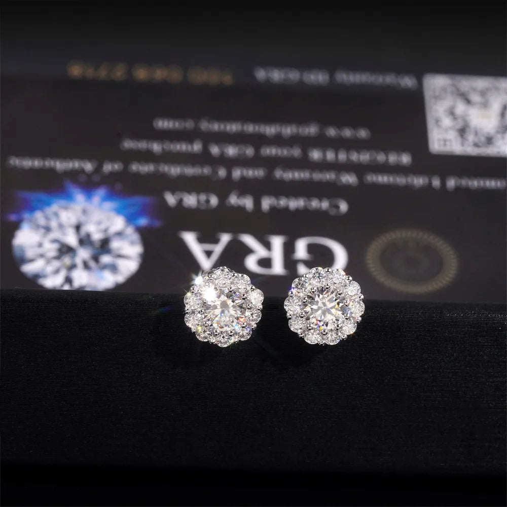 Moissanite Cluster Ear Stud - 925 Sterling Silver