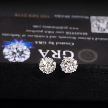 Moissanite Cluster Ear Stud - 925 Sterling Silver