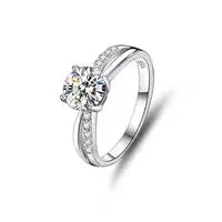 Moissanite Diamond Round Ring - 925 Sterling Silver Moissance