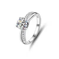 Moissanite Diamond Round Ring - 925 Sterling Silver Moissance