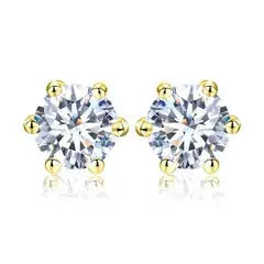 Moissanite Diamond Geometric Ear Studs - 925 Sterling Silver Moissance