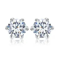 Moissanite Diamond Geometric Ear Studs - 925 Sterling Silver Moissance