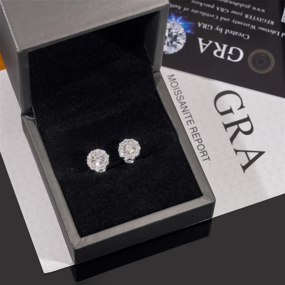 Moissanite Cluster Ear Stud - 925 Sterling Silver